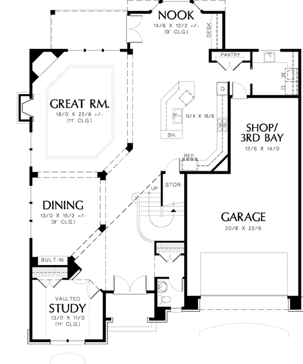 House Plan Design - European Floor Plan - Main Floor Plan #48-827