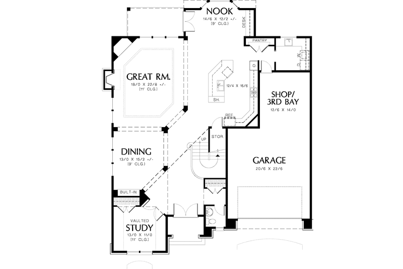 Home Plan - Floor Plan - Main Floor for European House Plan #48-827 - 3 bed, 2.5 bath