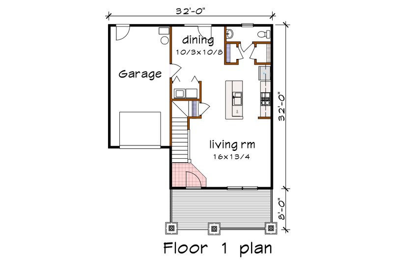 Architectural House Design - Floor Plan - Main Floor for Farmhouse House Plan #79-257 - 3 bed, 2.5 bath