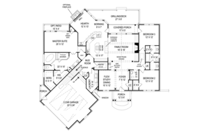 Floor Plan - Main Floor for Craftsman House Plan #119-422 - 3 bed, 2.5 bath
