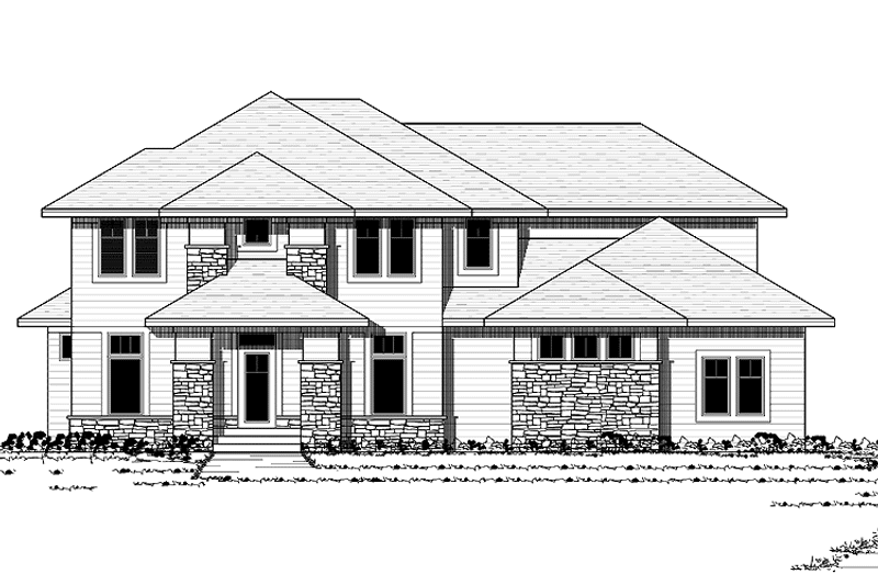 Dream House Plan - Exterior - Front Elevation 3 for Prairie House Plan #51-621 - 3 bed, 3 bath