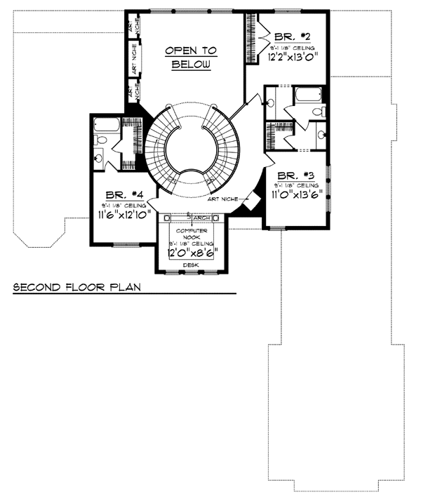 European Floor Plan - Upper Floor Plan #70-925