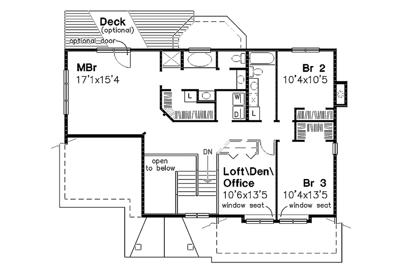 Dream House Plan - Floor Plan - Upper Floor for Contemporary House Plan #320-761 - 3 bed, 2.5 bath