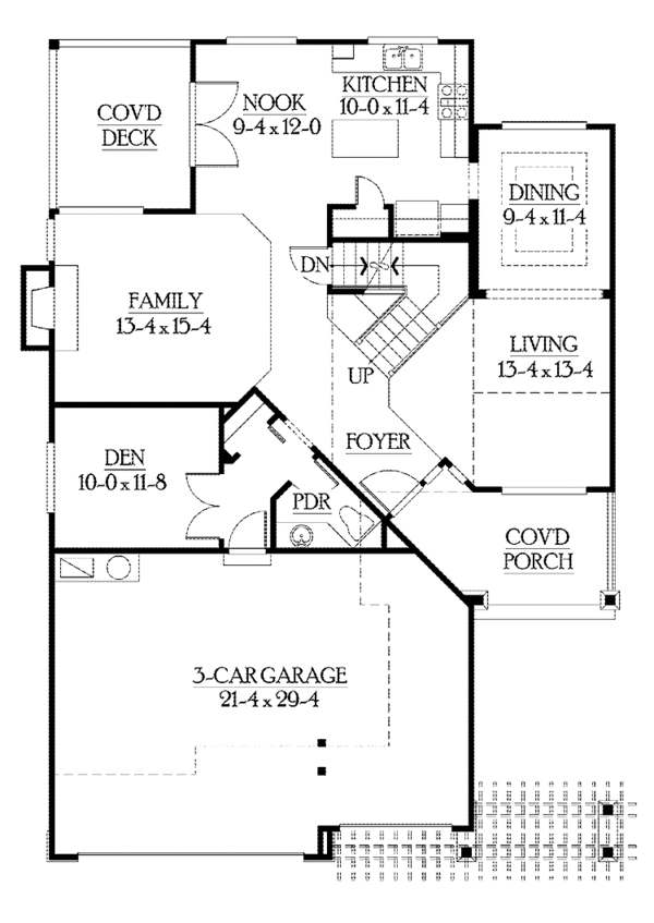 Architectural House Design - Craftsman Floor Plan - Main Floor Plan #132-361