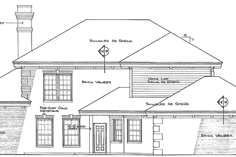 Dream House Plan - Exterior - Rear Elevation for Classical House Plan #310-1154 - 3 bed, 2.5 bath