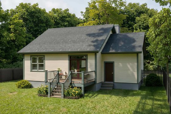 Exterior - Rear Elevation for Bungalow House Plan #79-164 - 3 bed, 2 bath