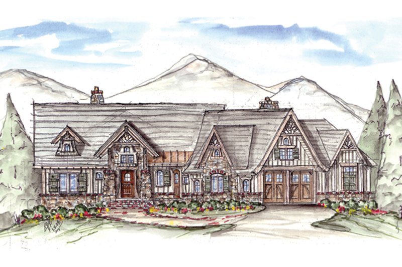 Architectural House Design - Craftsman Exterior - Front Elevation Plan #54-375