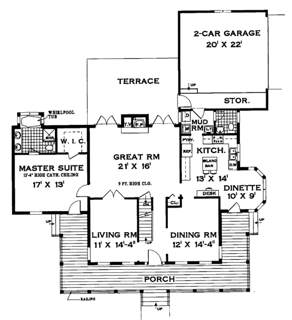 Architectural House Design - Colonial Floor Plan - Main Floor Plan #3-253