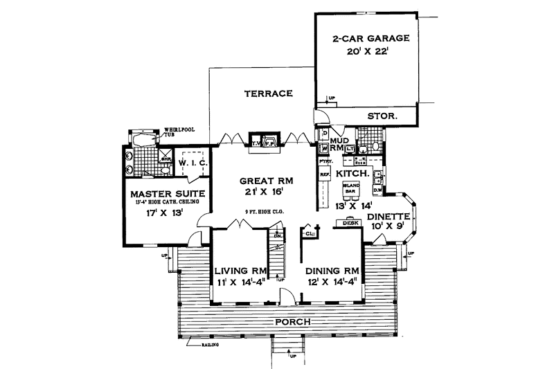 Architectural House Design - Floor Plan - Main Floor for Farmhouse House Plan #3-253 - 5 bed, 2.5 bath