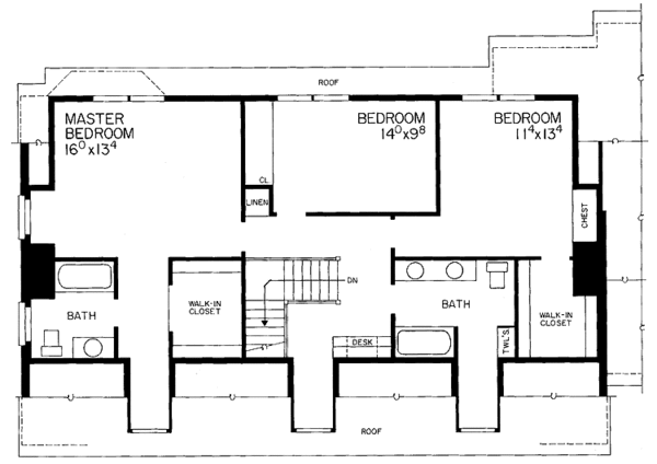 Architectural House Design - Classical Floor Plan - Upper Floor Plan #72-696