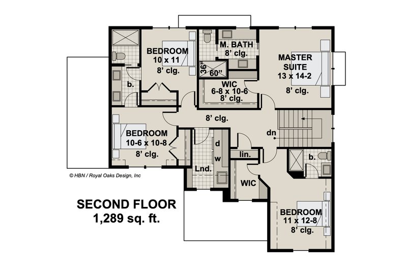 Architectural House Design - Floor Plan - Upper Floor for Craftsman House Plan #51-1196 - 4 bed, 3.5 bath