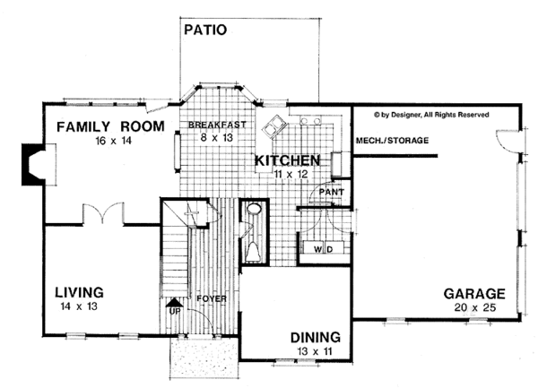 Home Plan - Colonial Floor Plan - Main Floor Plan #56-671