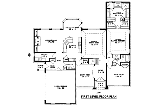 Floor Plan - Main Floor for Colonial House Plan #81-1604 - 4 bed, 3.5 bath