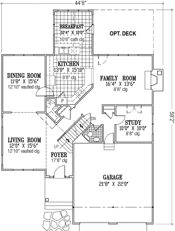 Architectural House Design - Colonial Floor Plan - Main Floor Plan #953-105