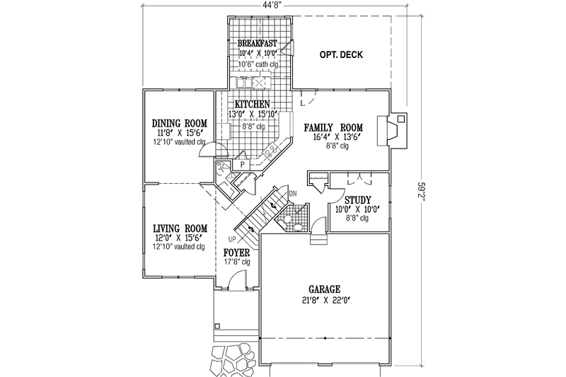 Architectural House Design - Floor Plan - Main Floor for Colonial House Plan #953-105 - 4 bed, 2.5 bath