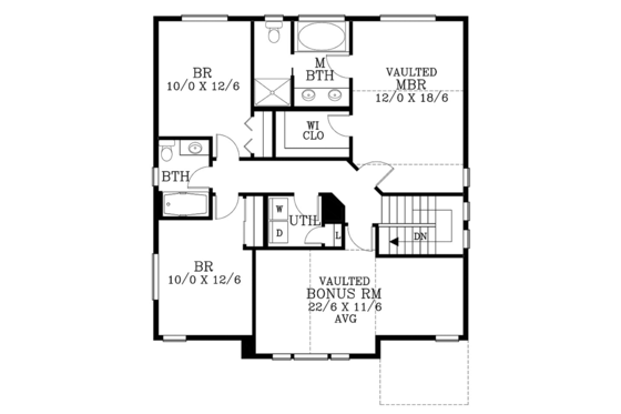 Floor Plan - Upper Floor for Country House Plan #53-580 - 3 bed, 2.5 bath