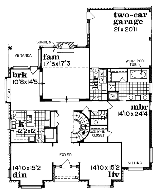 Architectural House Design - Colonial Floor Plan - Main Floor Plan #47-776