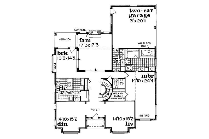 Home Plan - Floor Plan - Main Floor for Colonial House Plan #47-776 - 4 bed, 2.5 bath