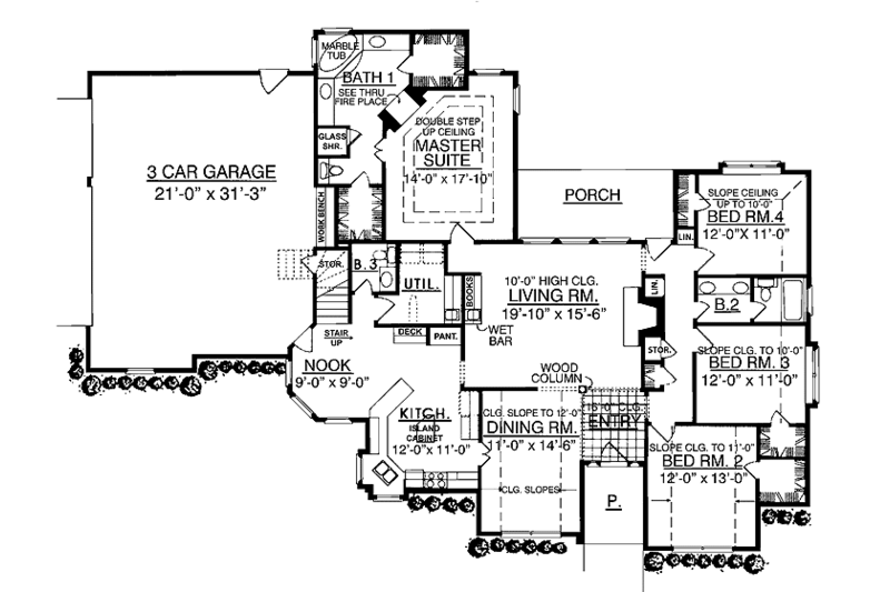 Home Plan - Floor Plan - Main Floor for Traditional House Plan #40-481 - 4 bed, 2.5 bath