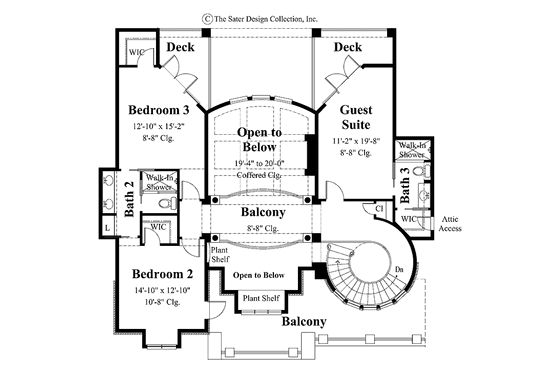 Floor Plan - Upper Floor for Mediterranean House Plan #930-257 - 4 bed, 3.5 bath