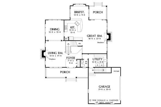 Floor Plan - Main Floor for Country House Plan #929-424 - 4 bed, 2.5 bath