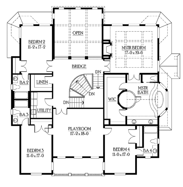 House Blueprint - Classical Floor Plan - Upper Floor Plan #132-499