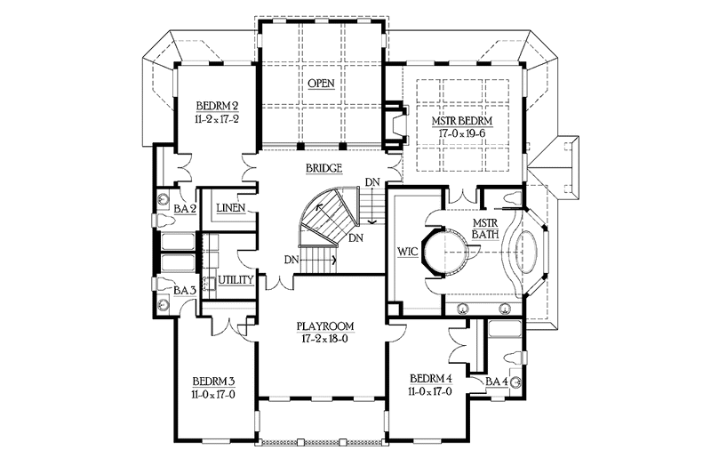 Dream House Plan - Floor Plan - Upper Floor for Classical House Plan #132-499 - 4 bed, 5 bath