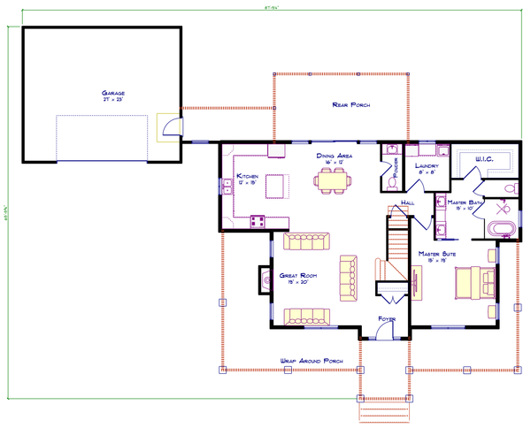House Plan Design - Floor Plan - Main Floor for Farmhouse House Plan #1115-16 - 4 bed, 3.5 bath