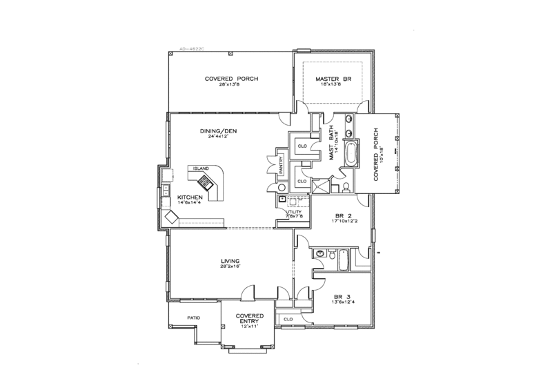 Craftsman Style House Plan - 3 Beds 2 Baths 2289 Sq/Ft Plan #8-244 ...