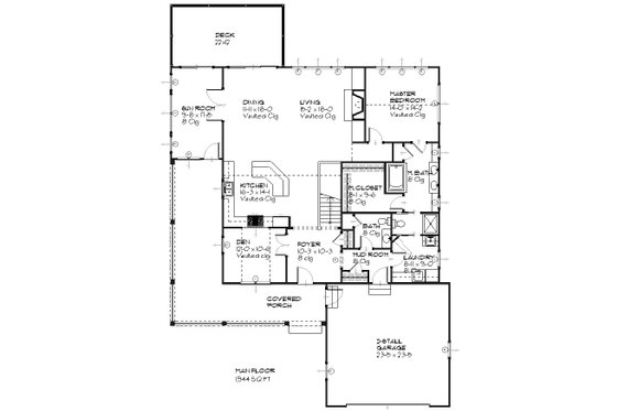 Floor Plan - Main Floor for Farmhouse House Plan #901-39 - 3 bed, 2.5 bath