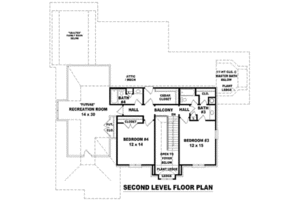 Floor Plan - Upper Floor for European House Plan #81-1195 - 4 bed, 4 bath
