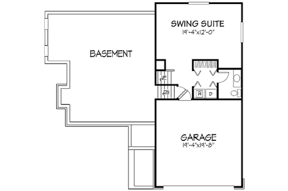 Floor Plan - Lower Floor for Bungalow House Plan #320-344 - 2 bed, 2.5 bath