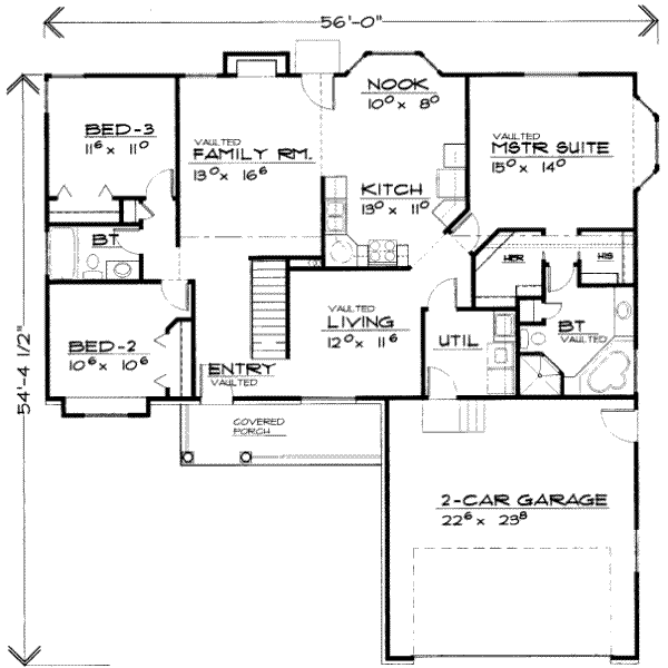 Ranch Floor Plan - Main Floor Plan #308-148