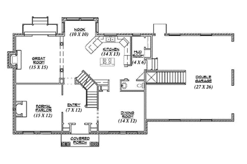 Home Plan - Floor Plan - Main Floor for European House Plan #5-192 - 2 bed, 2.5 bath