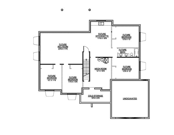 Contemporary Floor Plan - Lower Floor Plan #1073-20