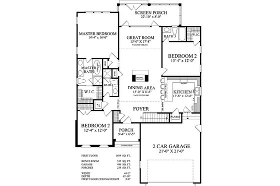 Floor Plan - Main Floor for Traditional House Plan #137-250 - 3 bed, 3 bath