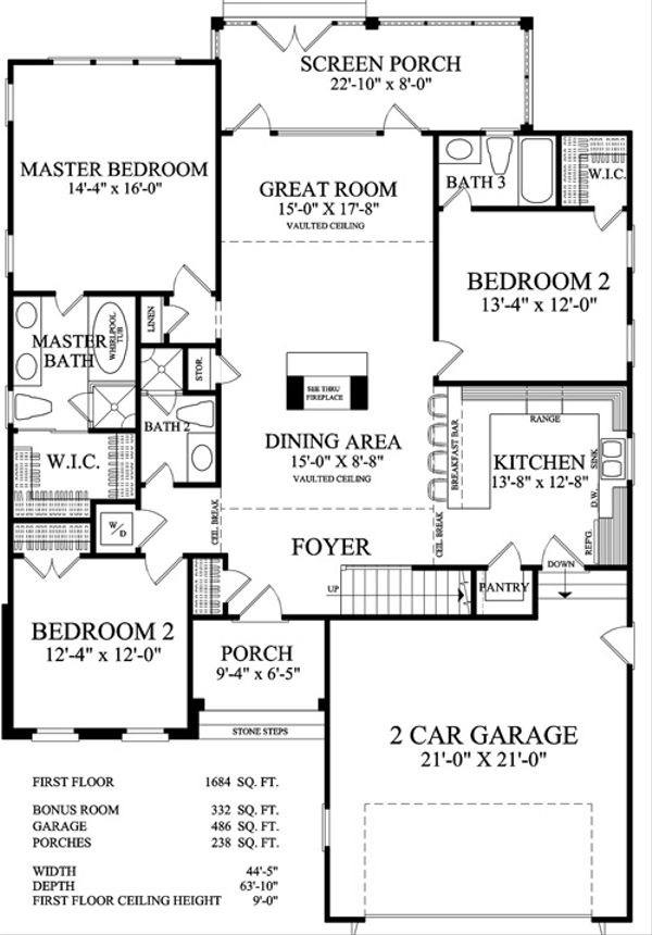 Traditional Floor Plan - Main Floor Plan #137-250