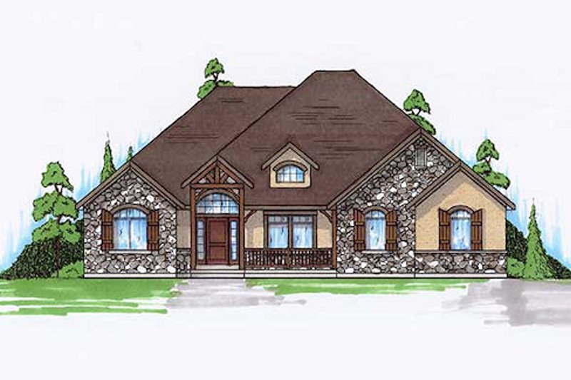 Architectural House Design - European Exterior - Front Elevation Plan #5-266