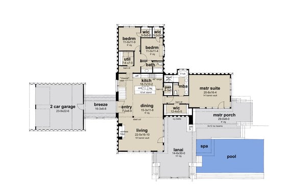 Floor Plan - Main Floor for Barndominium House Plan #120-283 - 3 bed, 2 bath