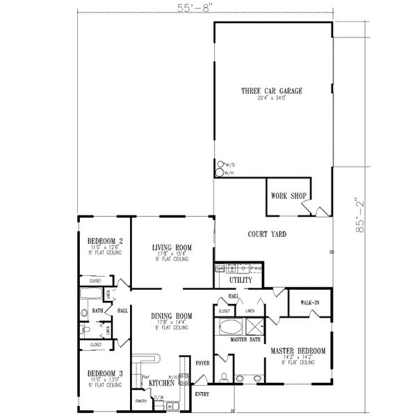 House Blueprint - Ranch Floor Plan - Main Floor Plan #1-394