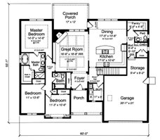 Floor Plan - Main Floor for Ranch House Plan #46-902 - 3 bed, 2.5 bath