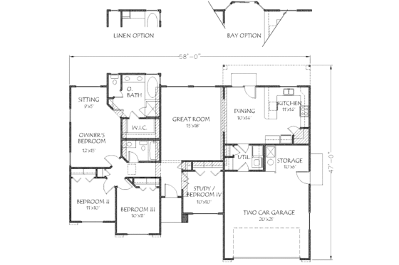 Floor Plan - Main Floor House Plan #24-233 - 4 bed, 2 bath