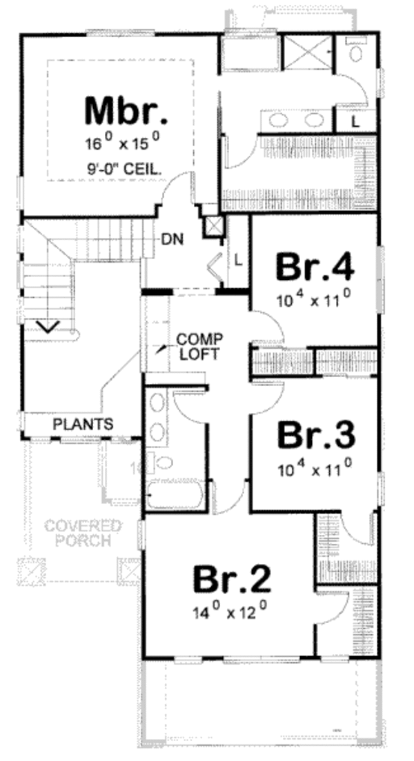 Craftsman Floor Plan - Upper Floor Plan #20-1694
