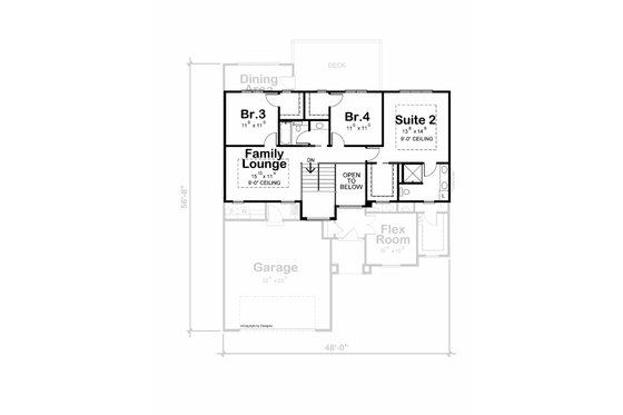 Floor Plan - Upper Floor for Modern House Plan #20-2502 - 4 bed, 3.5 bath