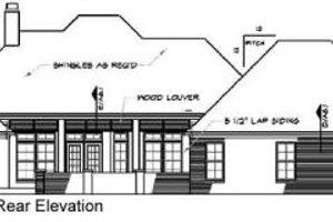 Exterior - Rear Elevation for European House Plan #15-148 - 4 bed, 3.5 bath