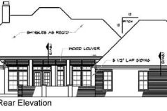 Exterior - Rear Elevation for European House Plan #15-148 - 4 bed, 3.5 bath