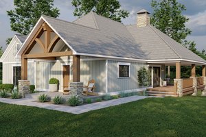 Exterior - Front Elevation 3 for Craftsman House Plan #923-305 - 2 bed, 2 bath