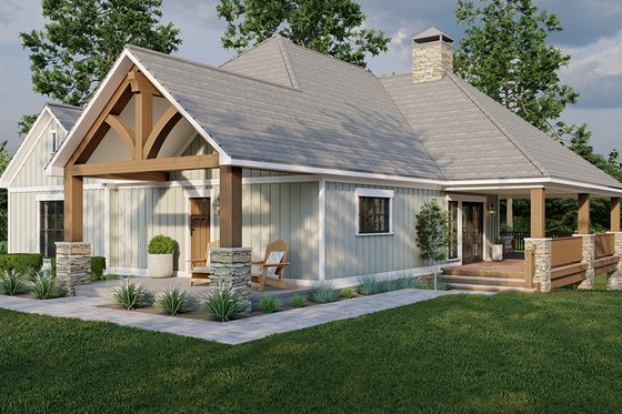Exterior - Front Elevation 3 for Craftsman House Plan #923-305 - 2 bed, 2 bath