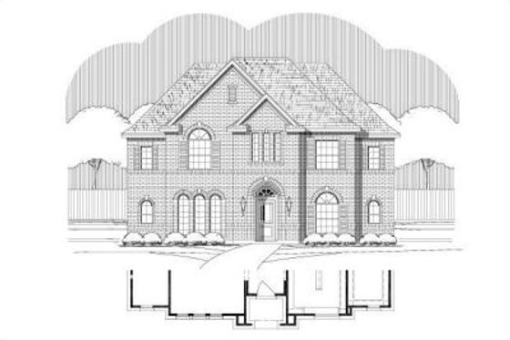 Exterior - Front Elevation for Traditional House Plan #411-220 - 4 bed, 3 bath