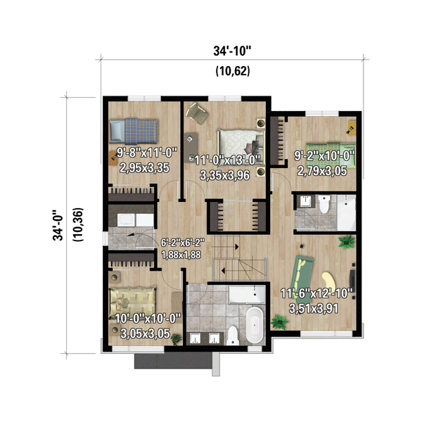 Contemporary Floor Plan - Upper Floor Plan #25-5025